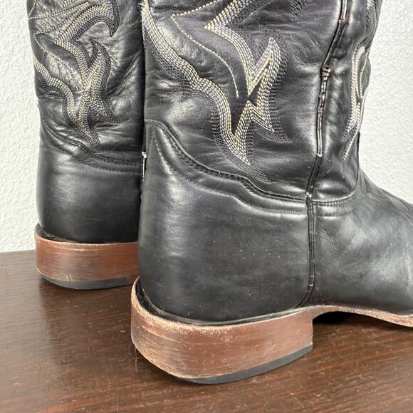 Stetson Black Blue Stitching Leather Square Toe Cowboy Boots Men’s Size 12 D main image 12